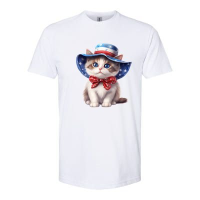 American Cat 4th Of July Cat Patriotic Cats Bombay Kitten Softstyle CVC T-Shirt