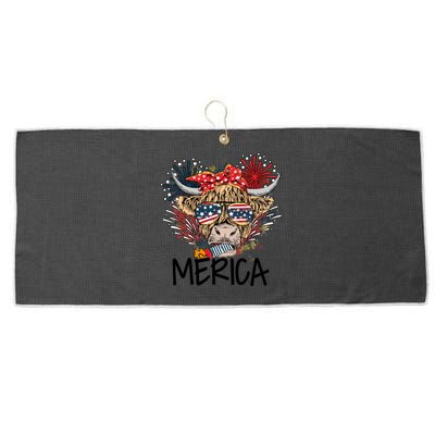 Americas Cow 4th Of July Cool Gift Large Microfiber Waffle Golf Towel