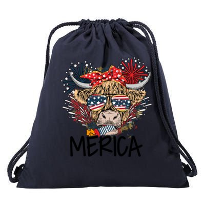 Americas Cow 4th Of July Cool Gift Drawstring Bag