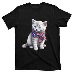 American Cat 4th Of July Cat Patriotic Cats British Shorthair Kitten T-Shirt