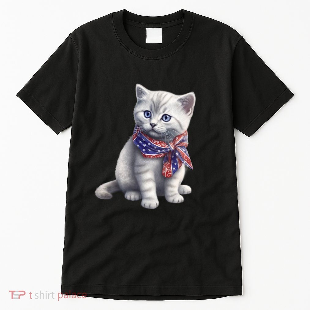 American Cat 4th Of July Cat Patriotic Cats British Shorthair Kitten Tall T-Shirt