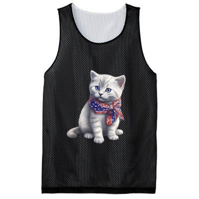 American Cat 4th Of July Cat Patriotic Cats British Shorthair Kitten Mesh Reversible Basketball Jersey Tank