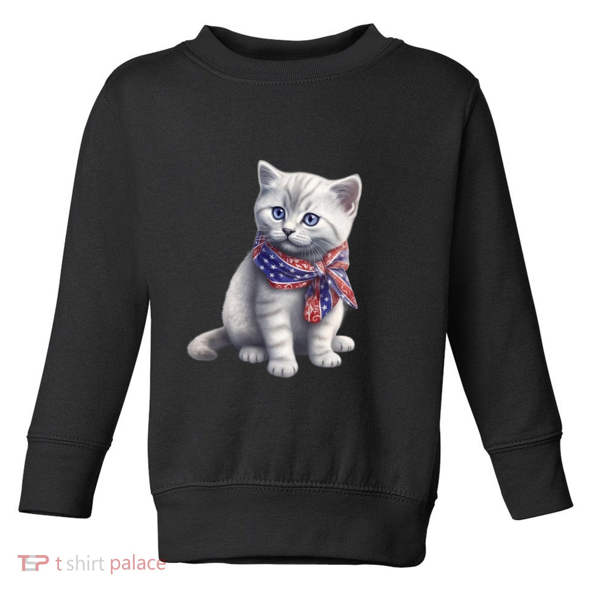 American Cat 4th Of July Cat Patriotic Cats British Shorthair Kitten Toddler Sweatshirt