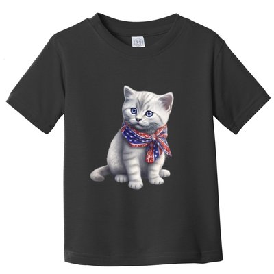 American Cat 4th Of July Cat Patriotic Cats British Shorthair Kitten Toddler T-Shirt