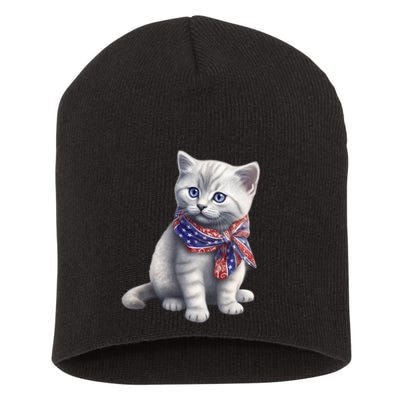 American Cat 4th Of July Cat Patriotic Cats British Shorthair Kitten Short Acrylic Beanie