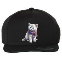 American Cat 4th Of July Cat Patriotic Cats British Shorthair Kitten Wool Snapback Cap