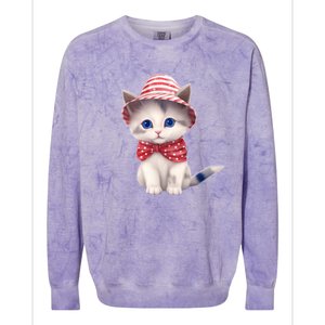 American Cat 4th Of July Cat Patriotic Cats Somali Kitten Colorblast Crewneck Sweatshirt