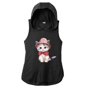 American Cat 4th Of July Cat Patriotic Cats Somali Kitten Ladies PosiCharge Tri-Blend Wicking Draft Hoodie Tank