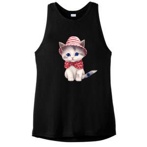 American Cat 4th Of July Cat Patriotic Cats Somali Kitten Ladies PosiCharge Tri-Blend Wicking Tank