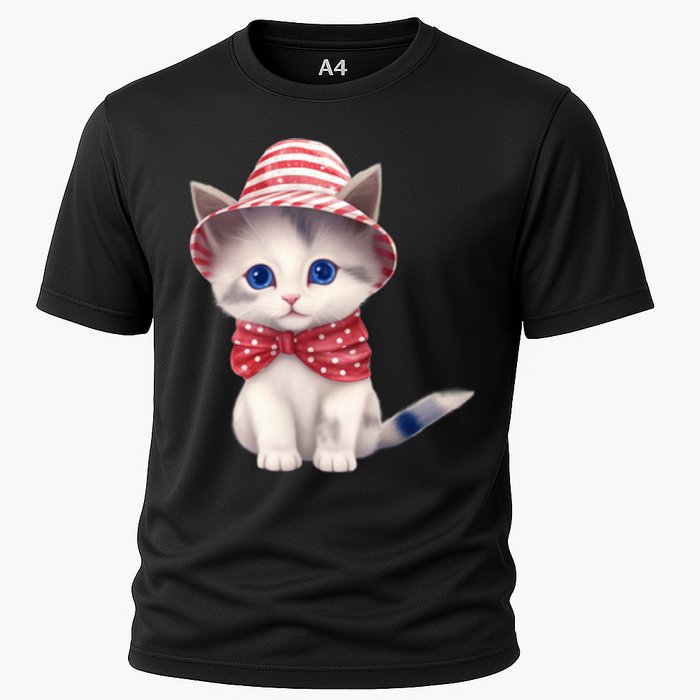 American Cat 4th Of July Cat Patriotic Cats Somali Kitten Cooling Performance Crew T-Shirt