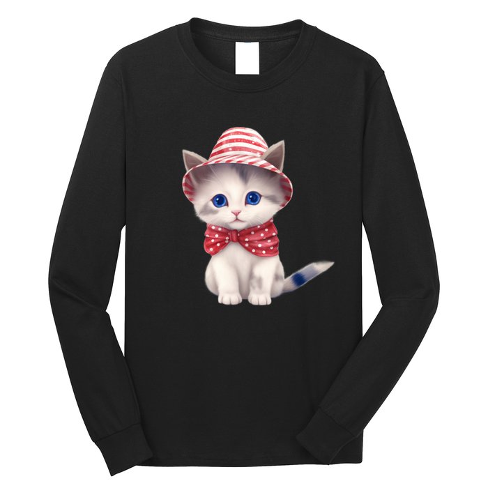 American Cat 4th Of July Cat Patriotic Cats Somali Kitten Long Sleeve Shirt