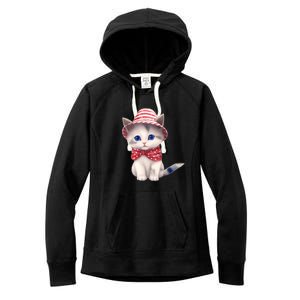 American Cat 4th Of July Cat Patriotic Cats Somali Kitten Women's Fleece Hoodie