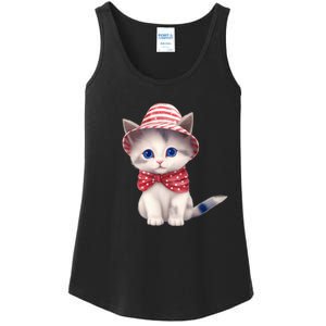 American Cat 4th Of July Cat Patriotic Cats Somali Kitten Ladies Essential Tank