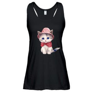 American Cat 4th Of July Cat Patriotic Cats Somali Kitten Ladies Essential Flowy Tank