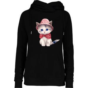 American Cat 4th Of July Cat Patriotic Cats Somali Kitten Womens Funnel Neck Pullover Hood