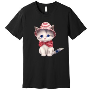 American Cat 4th Of July Cat Patriotic Cats Somali Kitten Premium T-Shirt