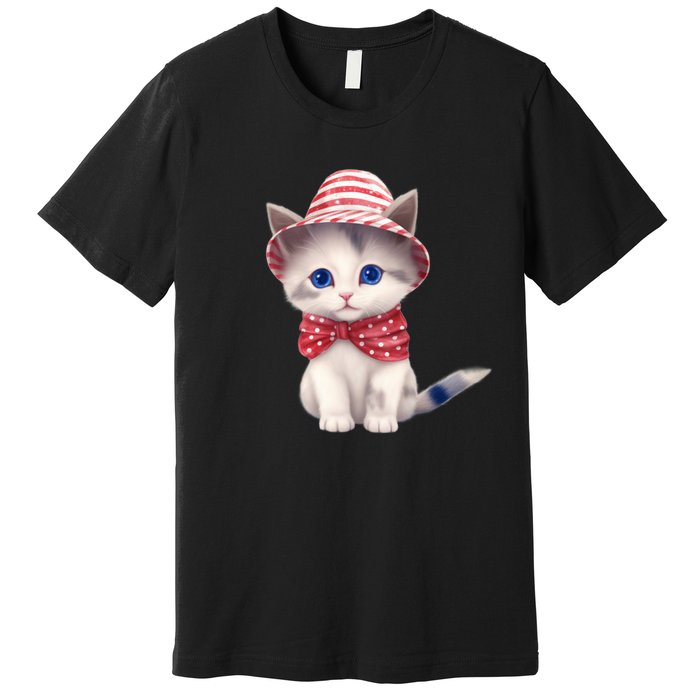 American Cat 4th Of July Cat Patriotic Cats Somali Kitten Premium T-Shirt