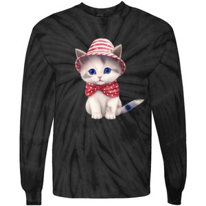 American Cat 4th Of July Cat Patriotic Cats Somali Kitten Tie-Dye Long Sleeve Shirt