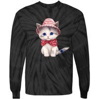 American Cat 4th Of July Cat Patriotic Cats Somali Kitten Tie-Dye Long Sleeve Shirt