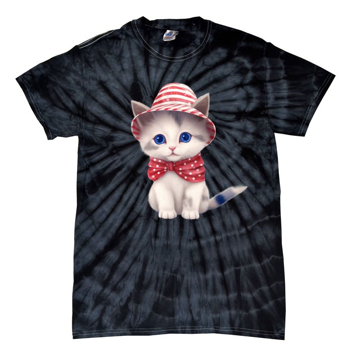 American Cat 4th Of July Cat Patriotic Cats Somali Kitten Tie-Dye T-Shirt