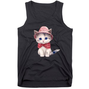 American Cat 4th Of July Cat Patriotic Cats Somali Kitten Tank Top