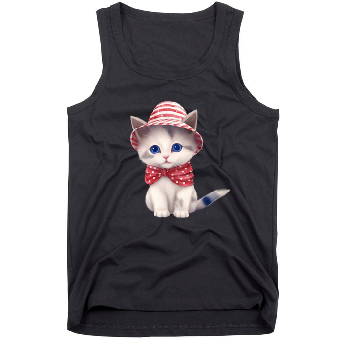 American Cat 4th Of July Cat Patriotic Cats Somali Kitten Tank Top