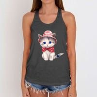 American Cat 4th Of July Cat Patriotic Cats Somali Kitten Women's Knotted Racerback Tank