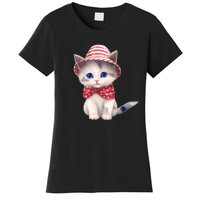 American Cat 4th Of July Cat Patriotic Cats Somali Kitten Women's T-Shirt