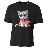 American Cat 4th Of July Cat Patriotic Cats Bengal Kitten Cooling Performance Crew T-Shirt