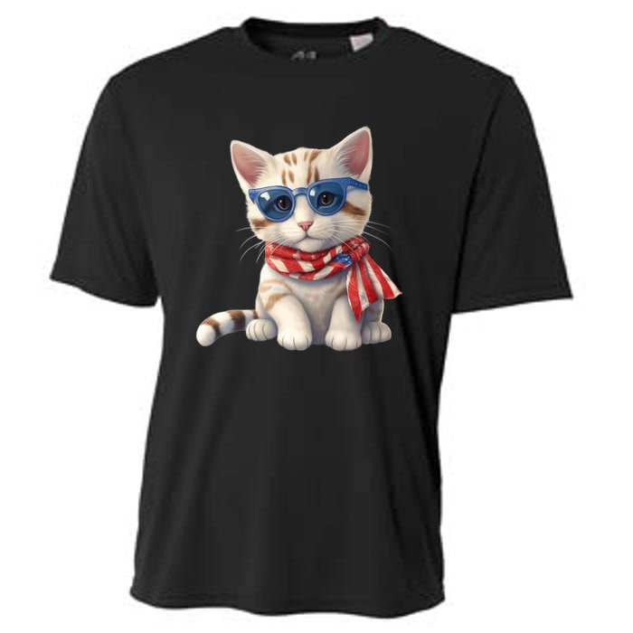 American Cat 4th Of July Cat Patriotic Cats Bengal Kitten Cooling Performance Crew T-Shirt