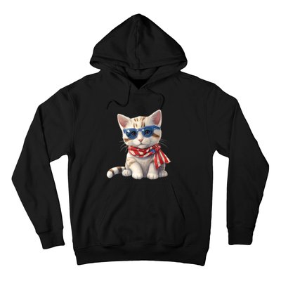 American Cat 4th Of July Cat Patriotic Cats Bengal Kitten Hoodie