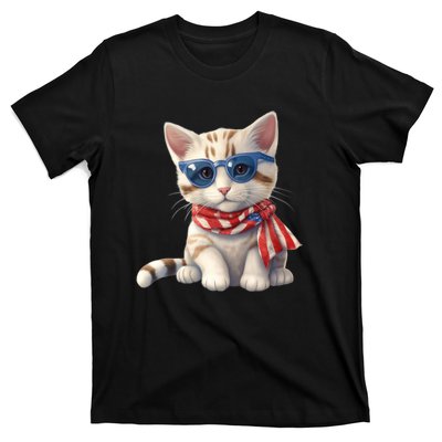 American Cat 4th Of July Cat Patriotic Cats Bengal Kitten T-Shirt