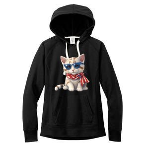 American Cat 4th Of July Cat Patriotic Cats Bengal Kitten Women's Fleece Hoodie