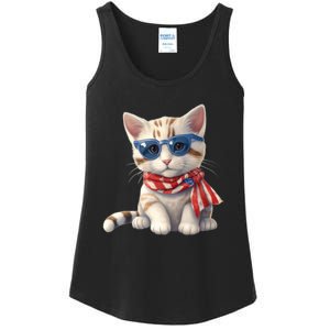 American Cat 4th Of July Cat Patriotic Cats Bengal Kitten Ladies Essential Tank