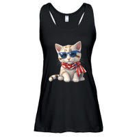 American Cat 4th Of July Cat Patriotic Cats Bengal Kitten Ladies Essential Flowy Tank