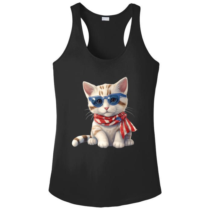 American Cat 4th Of July Cat Patriotic Cats Bengal Kitten Ladies PosiCharge Competitor Racerback Tank