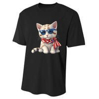 American Cat 4th Of July Cat Patriotic Cats Bengal Kitten Performance Sprint T-Shirt