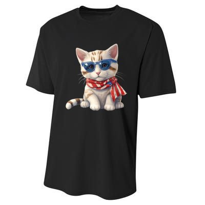 American Cat 4th Of July Cat Patriotic Cats Bengal Kitten Performance Sprint T-Shirt