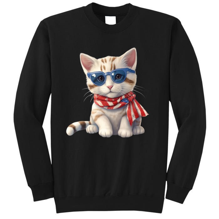 American Cat 4th Of July Cat Patriotic Cats Bengal Kitten Tall Sweatshirt