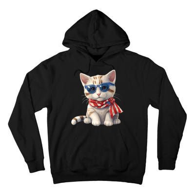 American Cat 4th Of July Cat Patriotic Cats Bengal Kitten Tall Hoodie