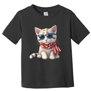 American Cat 4th Of July Cat Patriotic Cats Bengal Kitten Toddler T-Shirt