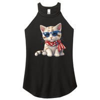 American Cat 4th Of July Cat Patriotic Cats Bengal Kitten Women's Perfect Tri Rocker Tank