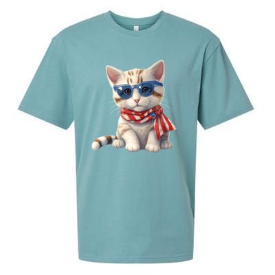 American Cat 4th Of July Cat Patriotic Cats Bengal Kitten Sueded Cloud Jersey T-Shirt