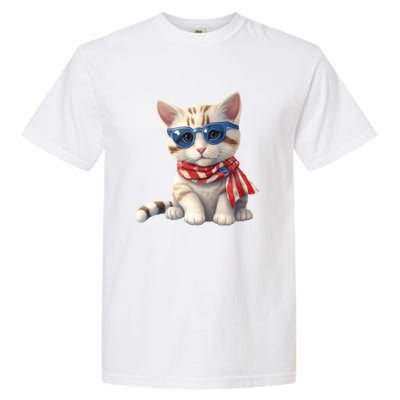 American Cat 4th Of July Cat Patriotic Cats Bengal Kitten Garment-Dyed Heavyweight T-Shirt