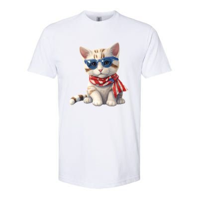 American Cat 4th Of July Cat Patriotic Cats Bengal Kitten Softstyle CVC T-Shirt