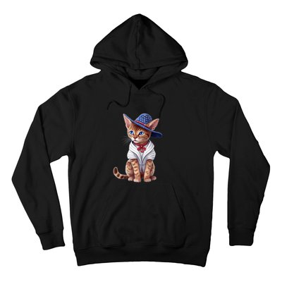 American Cat 4th Of July Cat Patriotic Cats Abyssinian Kitten Hoodie