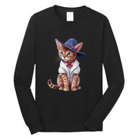 American Cat 4th Of July Cat Patriotic Cats Abyssinian Kitten Long Sleeve Shirt