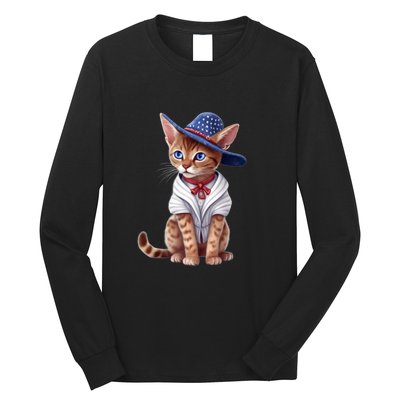 American Cat 4th Of July Cat Patriotic Cats Abyssinian Kitten Long Sleeve Shirt