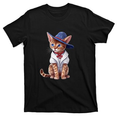 American Cat 4th Of July Cat Patriotic Cats Abyssinian Kitten T-Shirt