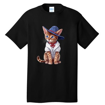 American Cat 4th Of July Cat Patriotic Cats Abyssinian Kitten Tall T-Shirt